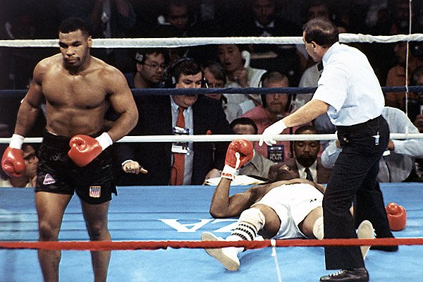 Michael Spinks Lays Flat Out On His Back Against Mike Tyson